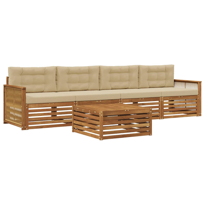 Set de canapele de exterior cu pernă 5 pcs Natural și Bej WALTI
