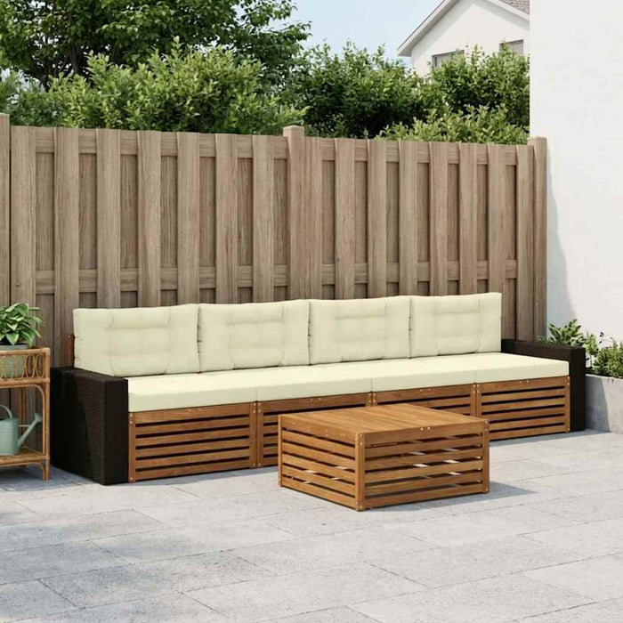 Set de canapele de exterior cu pernă 5 pcs Natural și Crem WALTI