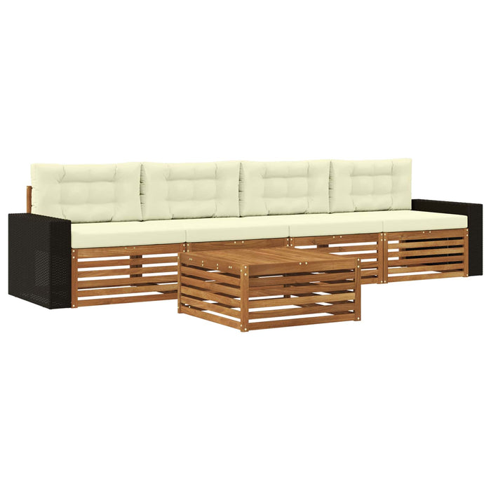 Set de canapele de exterior cu pernă 5 pcs Natural și Crem WALTI