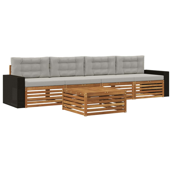 Set de canapele de exterior 5 pcs Natural și gri deschis WALTI