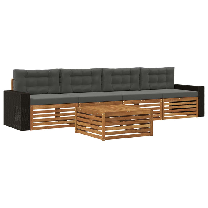 Set de canapele de exterior cu pernă 5 pcs Natural și Antracit WALTI