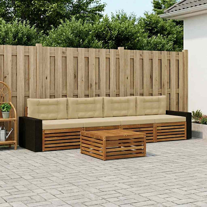 Set de canapele de exterior cu pernă 5 pcs Natural și Bej WALTI