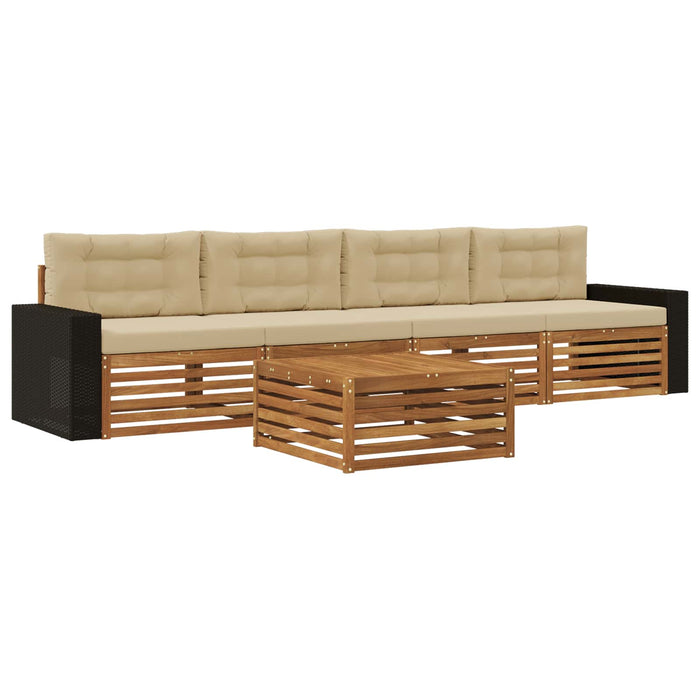 Set de canapele de exterior cu pernă 5 pcs Natural și Bej WALTI