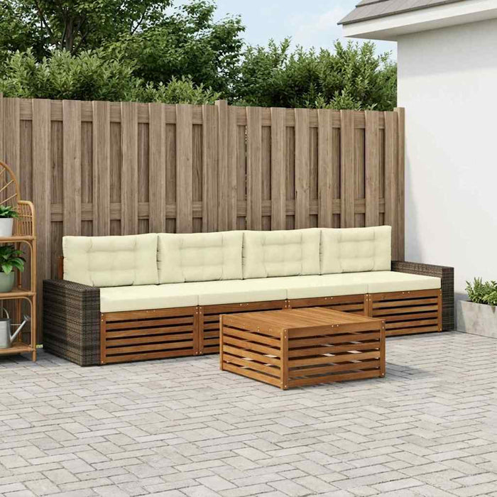 Set de canapele de exterior cu pernă 5 pcs Natural și Crem WALTI