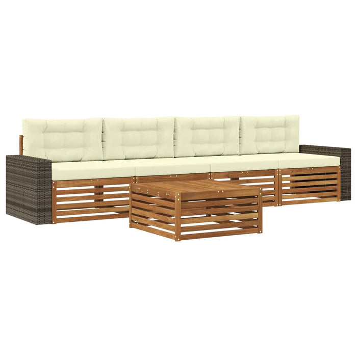 Set de canapele de exterior cu pernă 5 pcs Natural și Crem WALTI