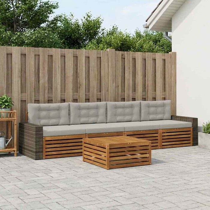 Set de canapele de exterior 5 pcs Natural și gri deschis WALTI