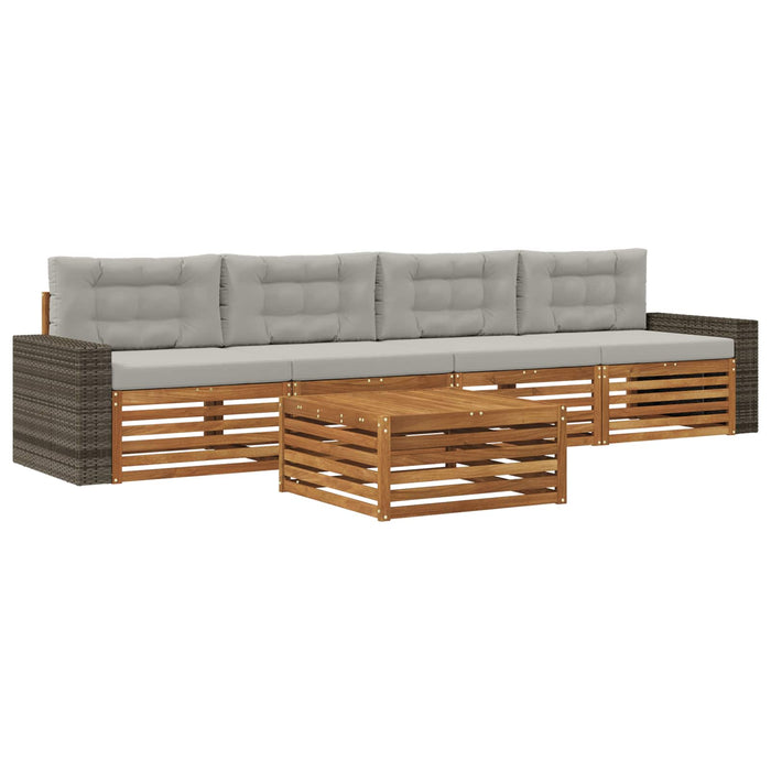 Set de canapele de exterior 5 pcs Natural și gri deschis WALTI