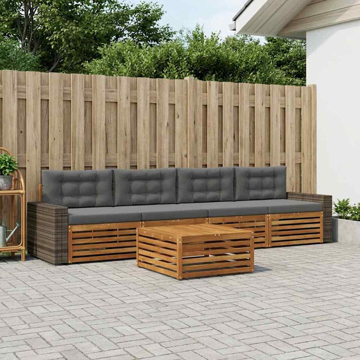 Set de canapele de exterior cu pernă 5 pcs Natural și Antracit WALTI