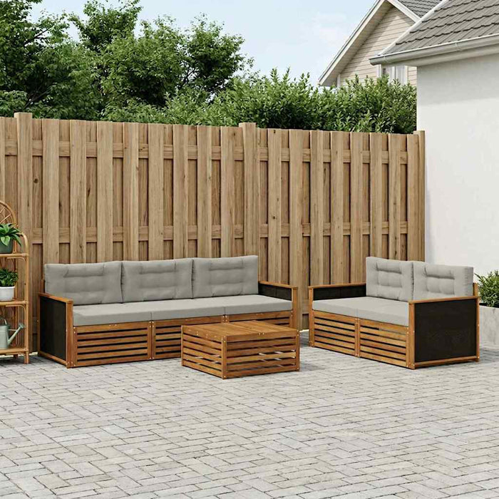 Set de canapele de exterior 6 pcs Natural și gri deschis WALTI