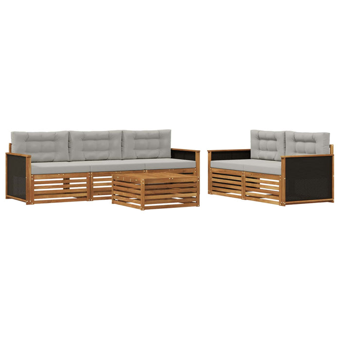 Set de canapele de exterior 6 pcs Natural și gri deschis WALTI