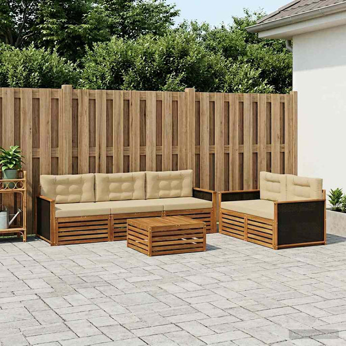 Set de canapele de exterior 6 pcs Natural și Bej WALTI
