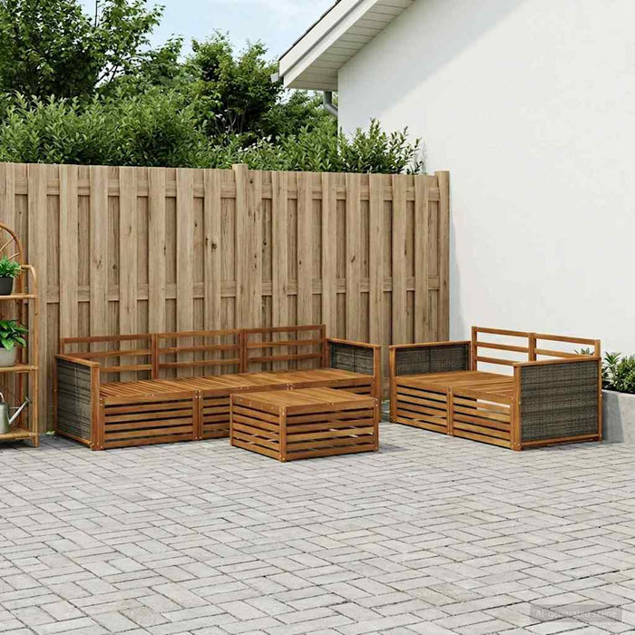 Set de canapele de exterior 6 pcs natural Lemn Solid de Acacia WALTI