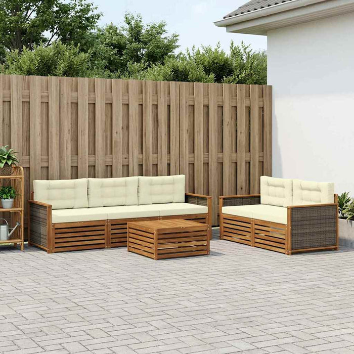 Set de canapele de exterior cu pernă 6 pcs Natural și Crem WALTI