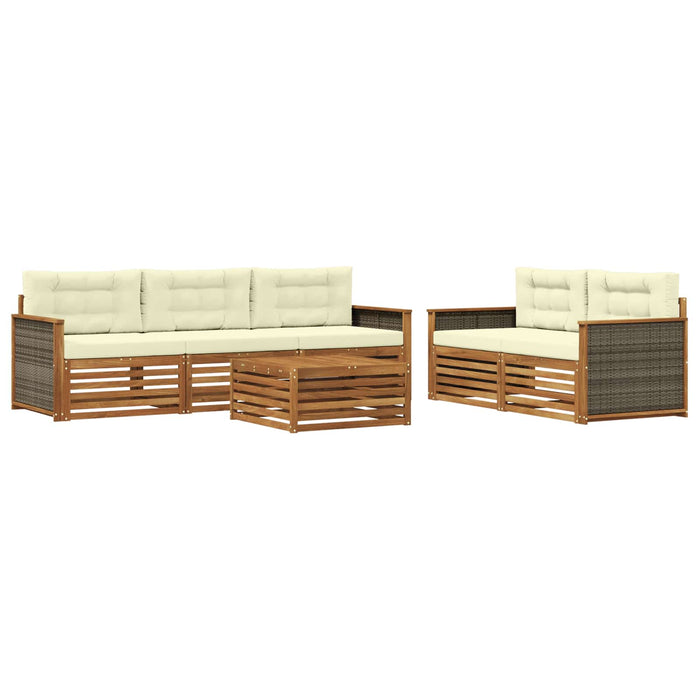 Set de canapele de exterior cu pernă 6 pcs Natural și Crem WALTI