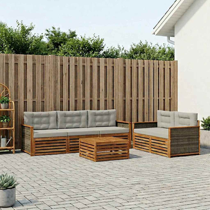 Set de canapele de exterior 6 pcs Natural și gri deschis WALTI