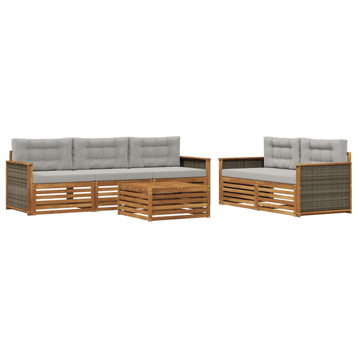 Set de canapele de exterior 6 pcs Natural și gri deschis WALTI