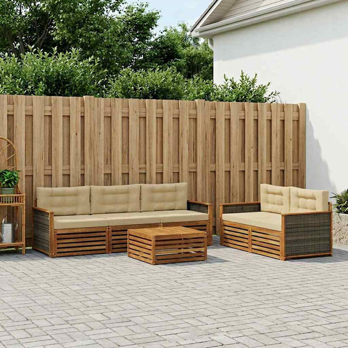 Set de canapele de exterior cu pernă 6 pcs Natural și Bej WALTI