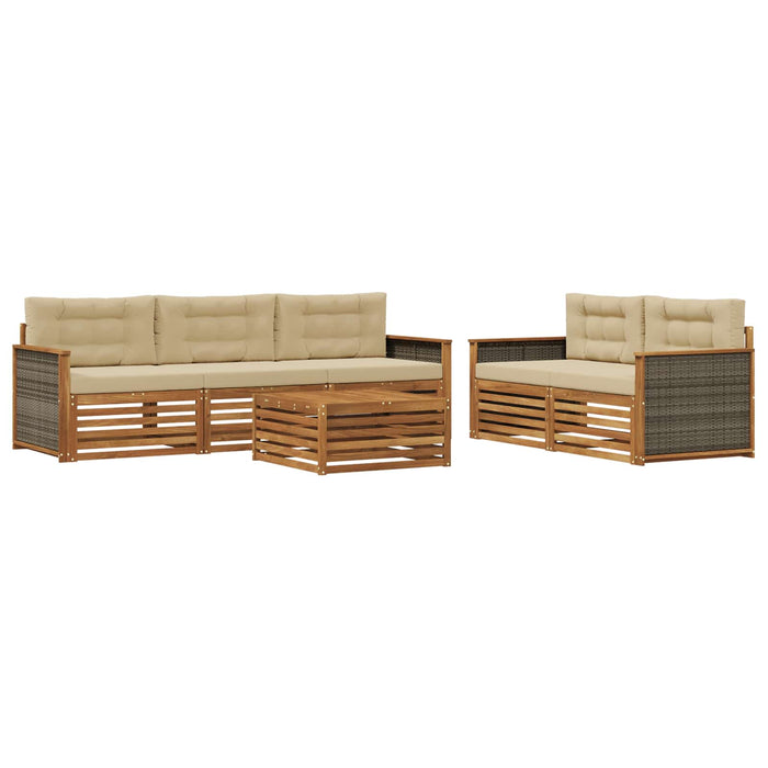 Set de canapele de exterior cu pernă 6 pcs Natural și Bej WALTI