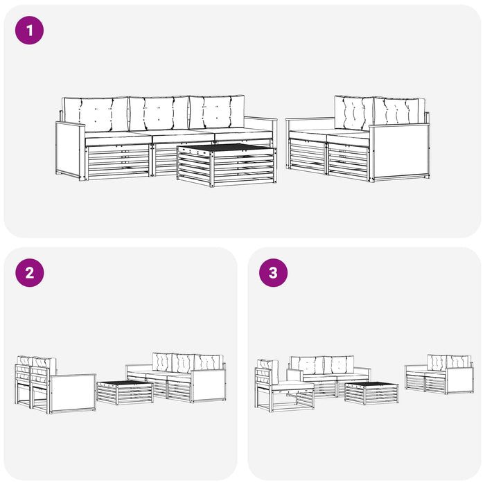 Set de canapele de exterior cu pernă 6 pcs Natural și Bej WALTI