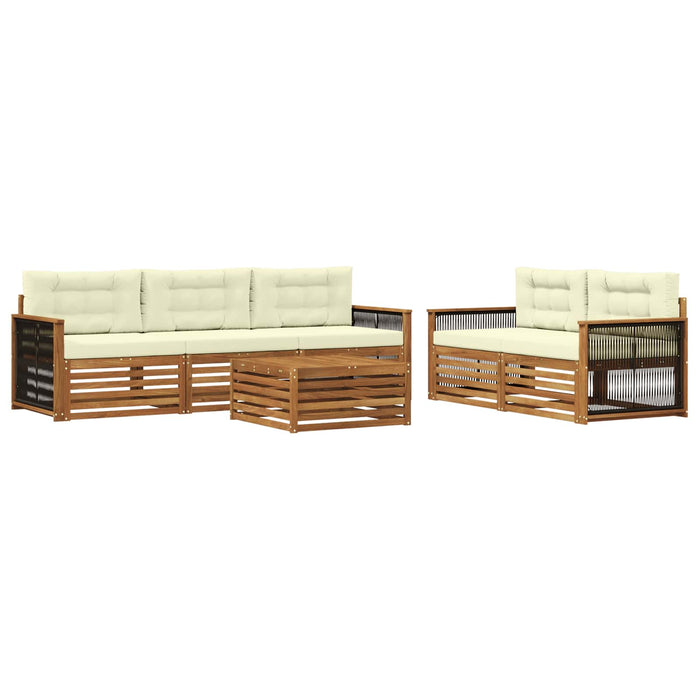 Set de canapele de exterior cu pernă 6 pcs Natural și Crem WALTI