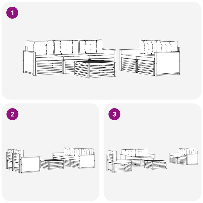 Set de canapele de exterior cu pernă 6 pcs Natural și Crem WALTI