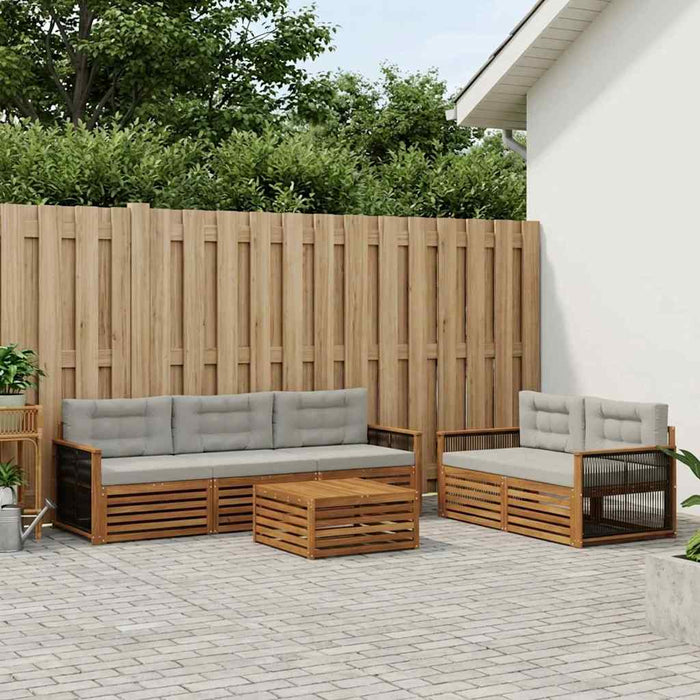Set de canapele de exterior 6 pcs Natural și gri deschis WALTI