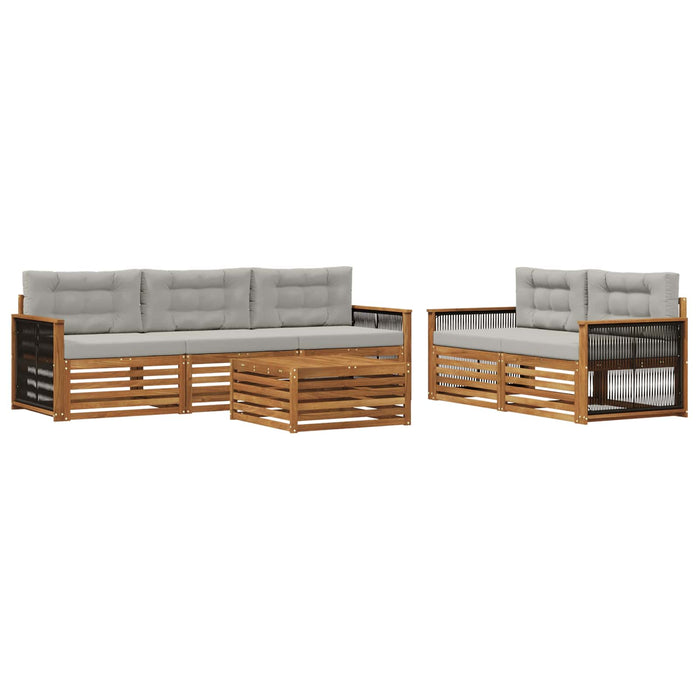 Set de canapele de exterior 6 pcs Natural și gri deschis WALTI