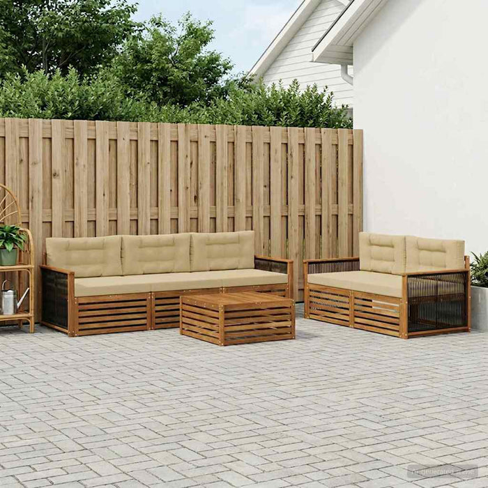 Set de canapele de exterior cu pernă 6 pcs Natural și Bej WALTI