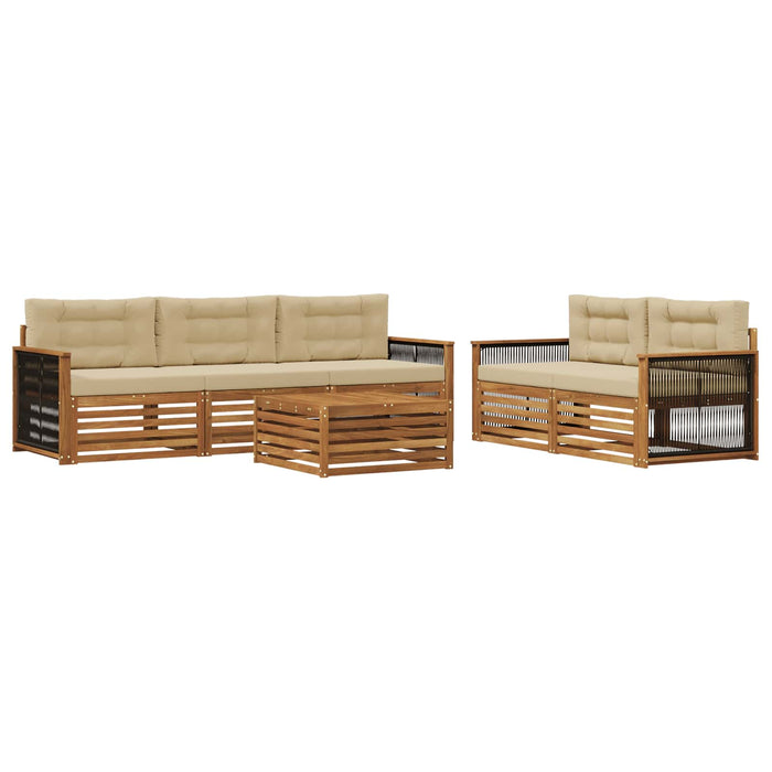 Set de canapele de exterior cu pernă 6 pcs Natural și Bej WALTI