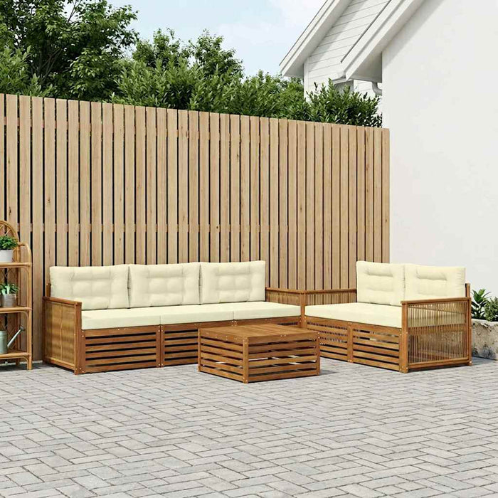 Set de canapele de exterior cu pernă 6 pcs Natural și Crem WALTI