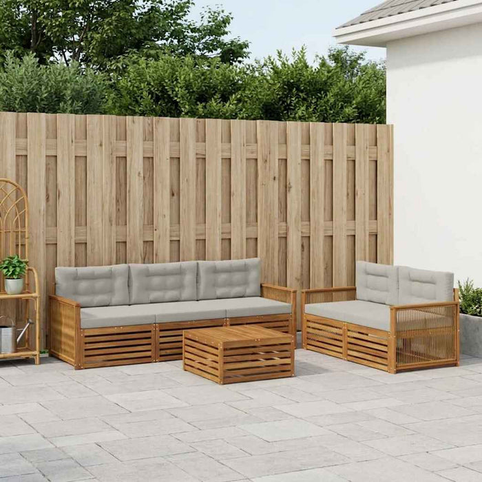 Set de canapele de exterior 6 pcs Natural și gri deschis WALTI