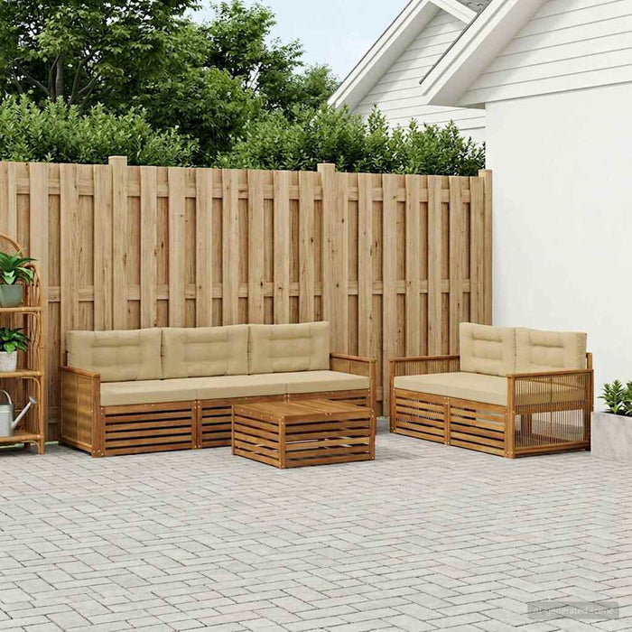 Set de canapele de exterior cu pernă 6 pcs Natural și Bej WALTI