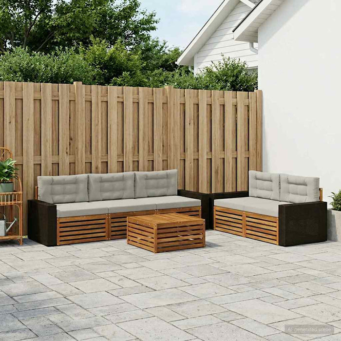 Set de canapele de exterior 6 pcs Natural și gri deschis WALTI