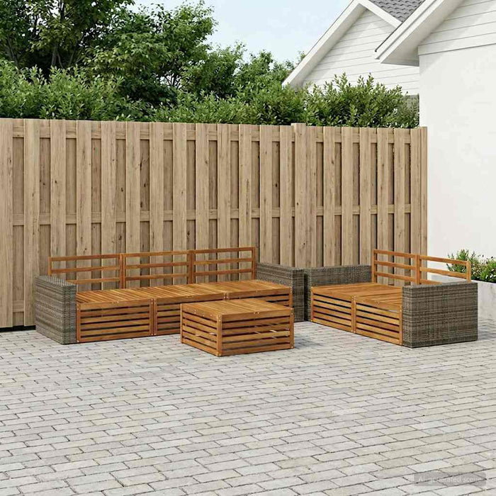 Set de canapele de exterior 6 pcs natural Lemn Solid de Acacia WALTI