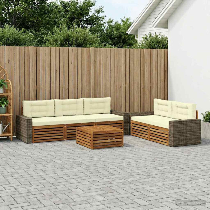 Set de canapele de exterior 6 pcs Natural și Crem WALTI