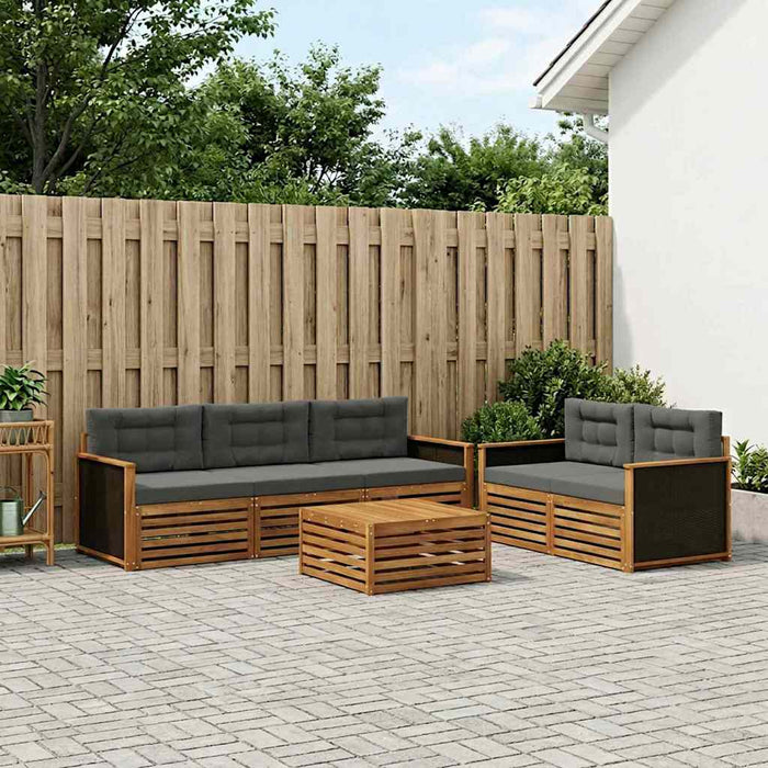 Set de canapele de exterior 7 pcs Natural și Antracit Poliester WALTI