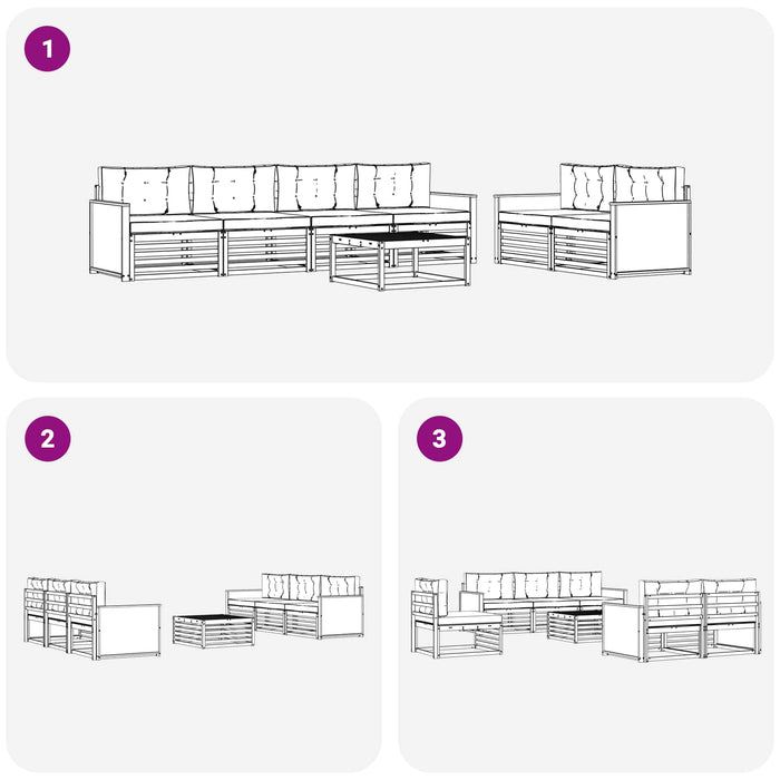 Set de canapele de exterior 7 pcs Natural și Antracit Poliester WALTI