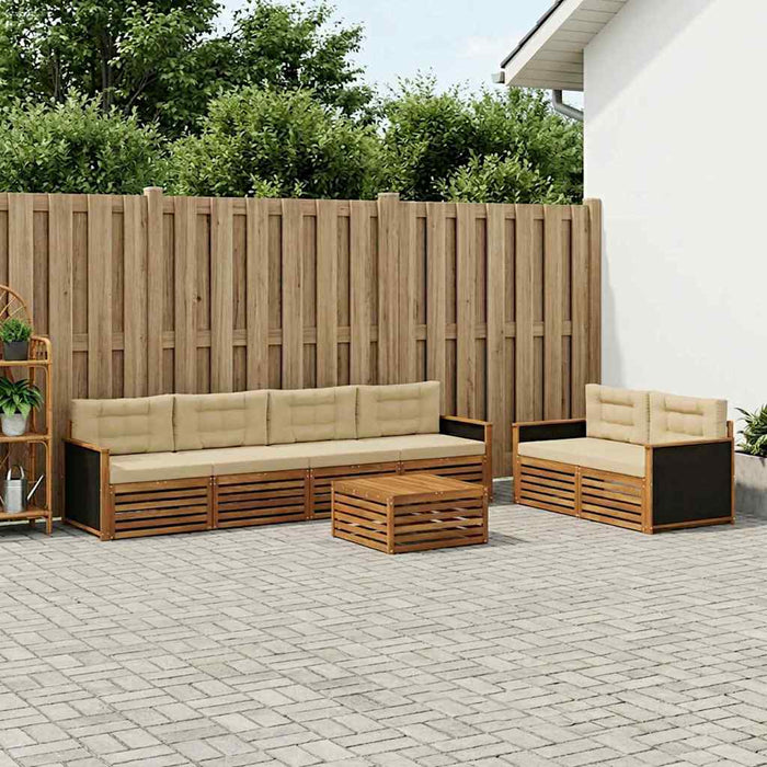 Set de canapele de exterior 7 pcs Natural și Bej Poliester WALTI