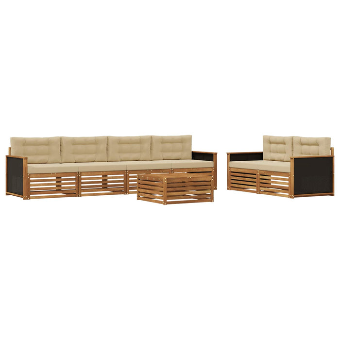 Set de canapele de exterior 7 pcs Natural și Bej Poliester WALTI