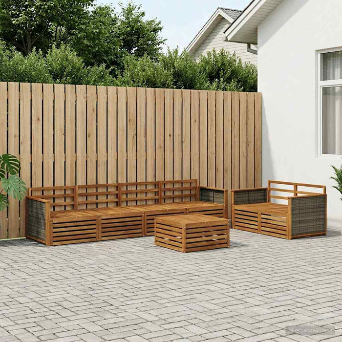 Set de canapele de exterior 7 pcs natural Lemn Solid de Acacia WALTI