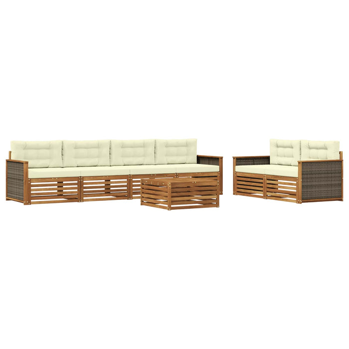 Set de canapele de exterior cu pernă 7 pcs Natural și Crem WALTI