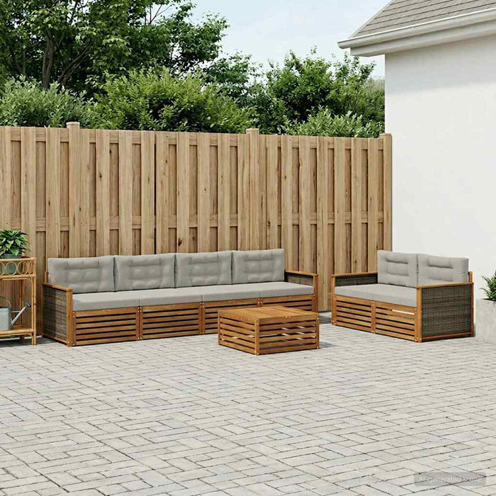 Set de canapele de exterior 7 pcs Natural și gri deschis WALTI