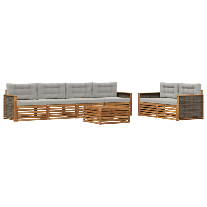 Set de canapele de exterior 7 pcs Natural și gri deschis WALTI