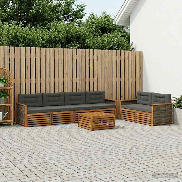 Set de canapele de exterior cu pernă 7 pcs Natural și Antracit WALTI