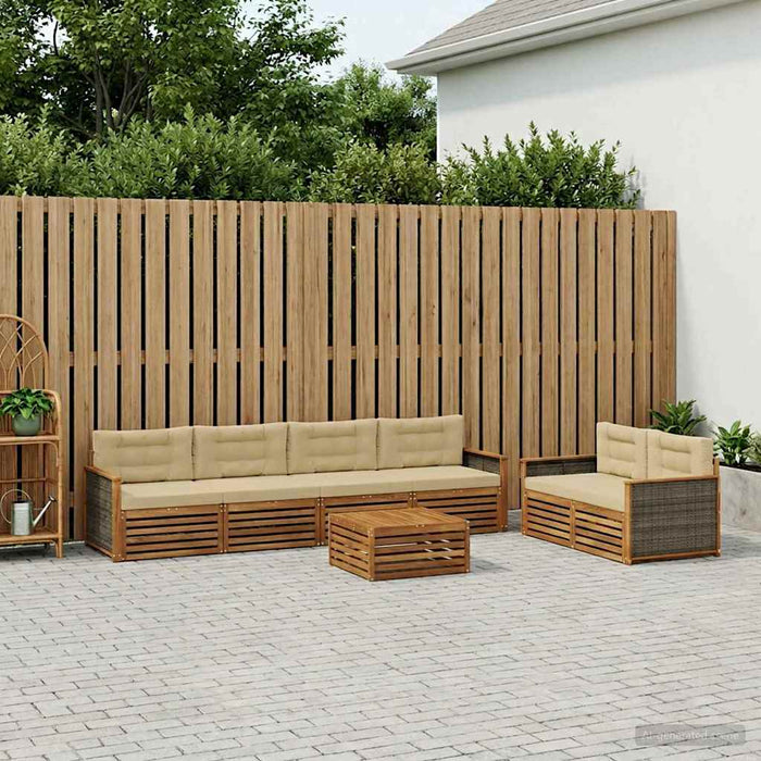 Set de canapele de exterior cu pernă 7 pcs Natural și Bej WALTI