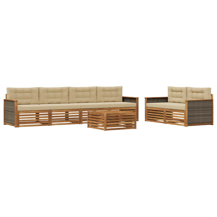 Set de canapele de exterior cu pernă 7 pcs Natural și Bej WALTI