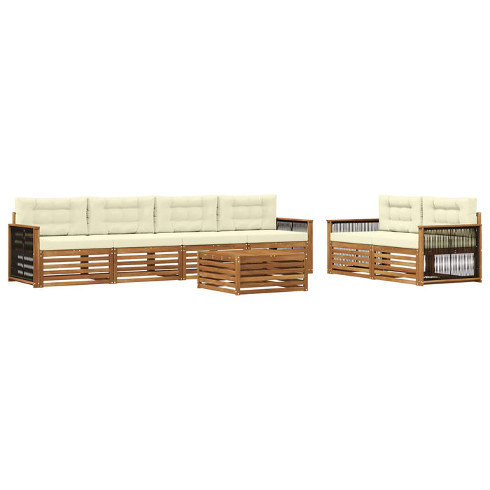 Set de canapele de exterior cu pernă 7 pcs Natural și Crem WALTI