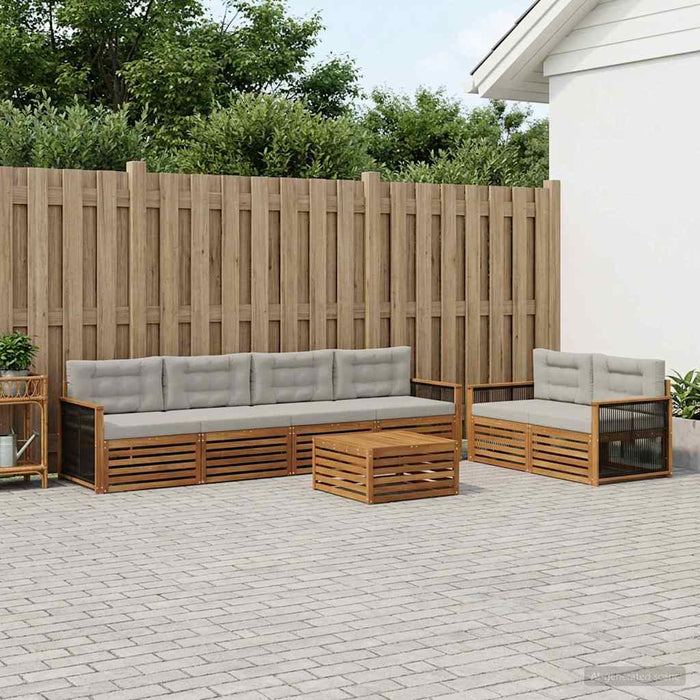 Set de canapele de exterior 7 pcs Natural și gri deschis WALTI