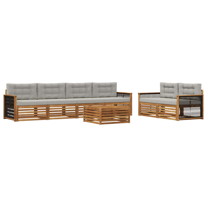 Set de canapele de exterior 7 pcs Natural și gri deschis WALTI