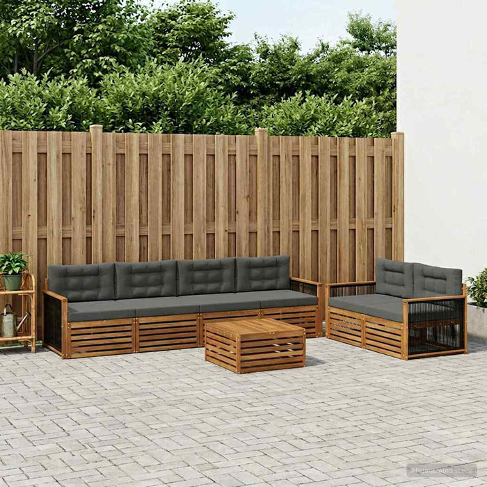 Set de canapele de exterior cu pernă 7 pcs Natural și Antracit WALTI